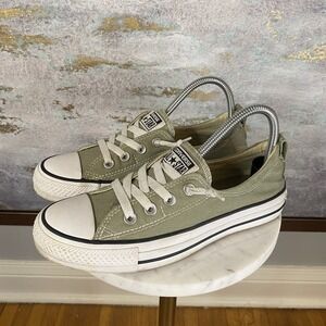 Converse All Star Shoes Womens Size 7.5 Green Slip On Low Top Sneakers 551523F